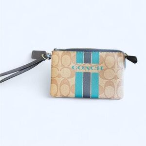 Coach Varsity Stripe Corner Zip Wristlet